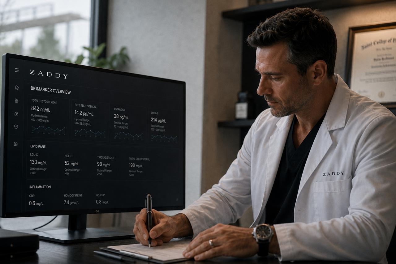 ZADDY licensed provider reviewing patient biomarker overview