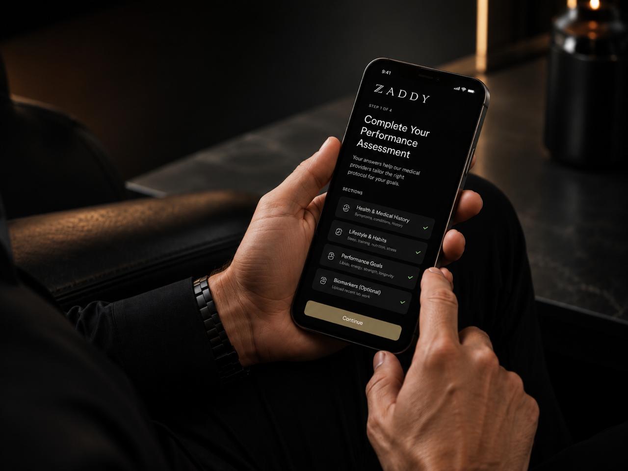 ZADDY Performance Assessment on phone