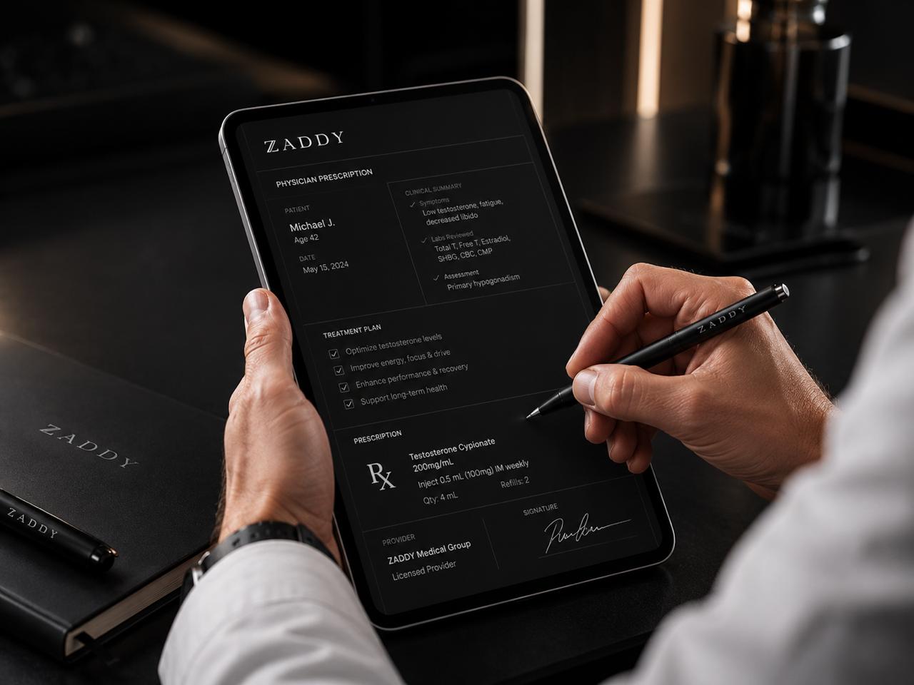 ZADDY Physician Prescription on tablet